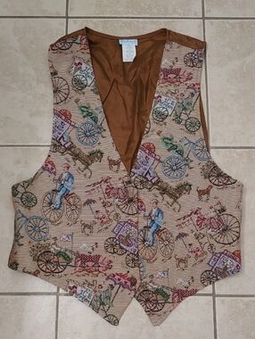 Vintage Backroad Blues Tapestry Vest West Novelty Print Unisex Size L